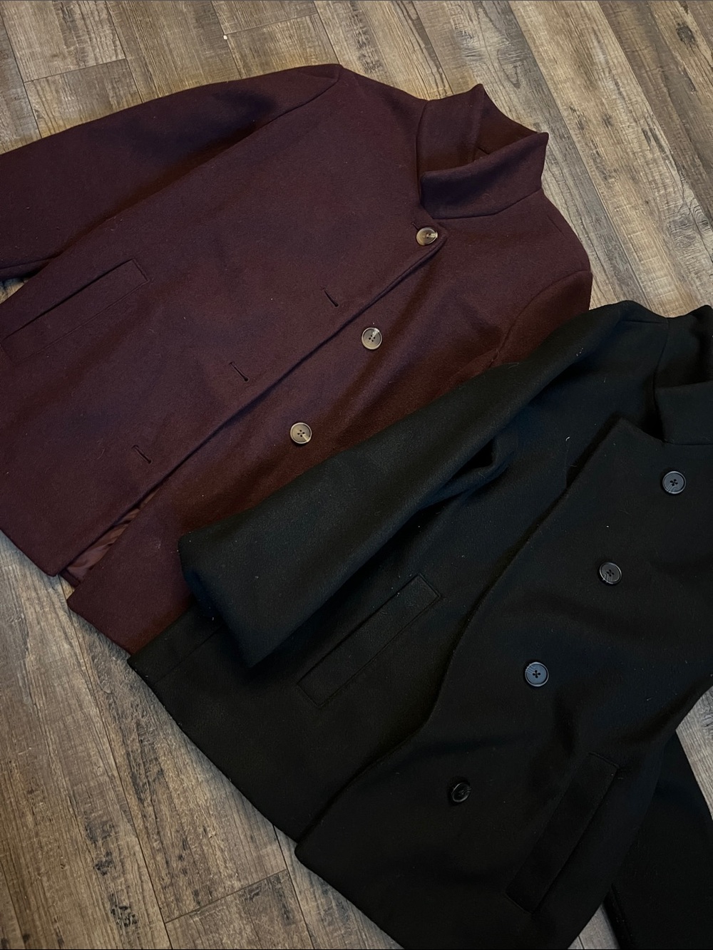 Old Navy Men's Pea Coats - Black & Burgundy
